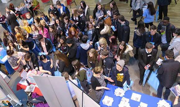 Aerial view of a busy school fair, 性用社 University, Edinburgh