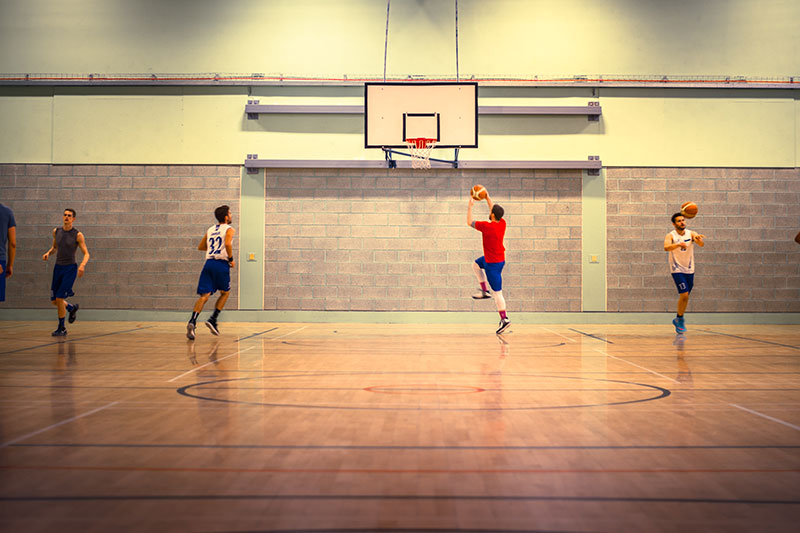 Some  students playing basketball 